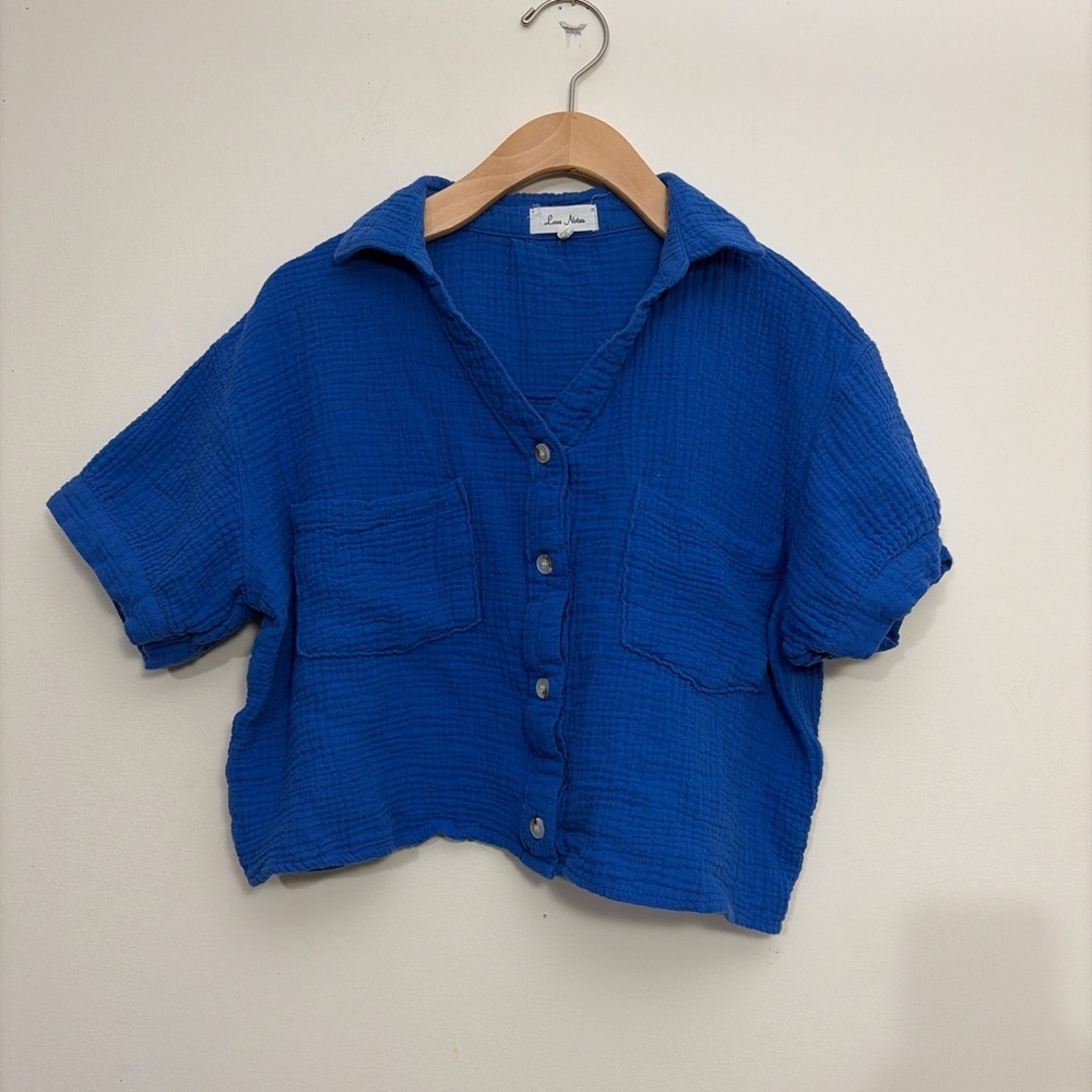 Love Notes Royal Blue Textured Shirt